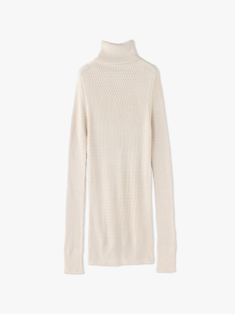 Honeycomb Knit Turtle Neck Pullover 詳細画像 off white