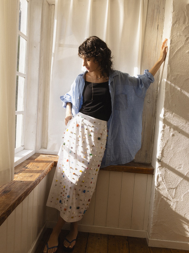 マッケンジー クラシックリネン エンブロイダリー シャツ 詳細画像 light blue 6