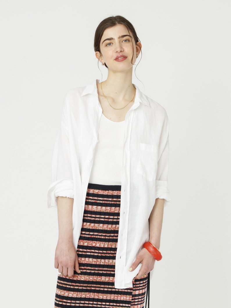 マッケンジー クラシックリネン エンブロイダリー シャツ 詳細画像 white