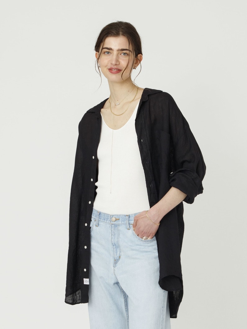 マッケンジー クラシックリネン エンブロイダリー シャツ 詳細画像 black