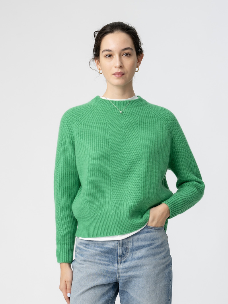 チェルシー カシミア ニット プルオーバー（ホワイト/ネイビー/ライトグレー/ピンク/レッド/グリーン） 詳細画像 green