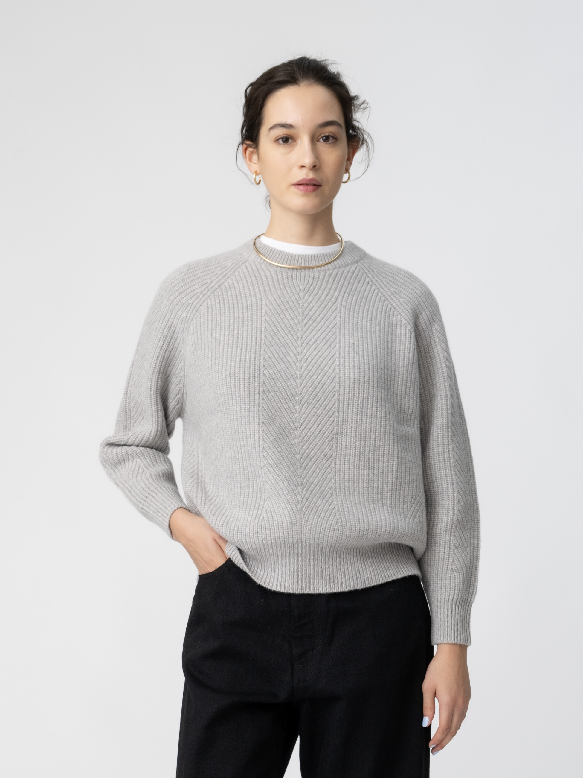 【完売品】ロンハーマン別注 DEMYLEE デミリー ニットポロシャツ ホワイト ミレイ ポロ ニットプルオーバー（チャコールグレー/ライト