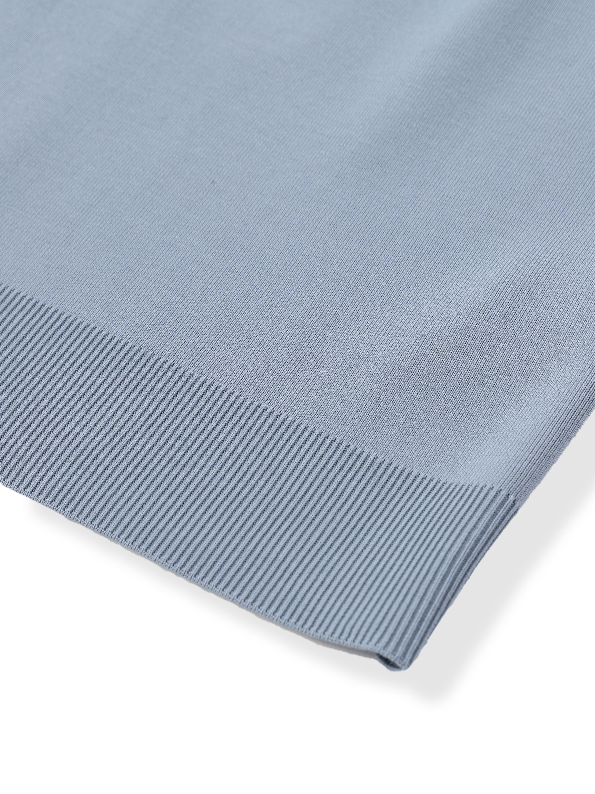 Silk Cotton Knit Top (Blue/Brown)