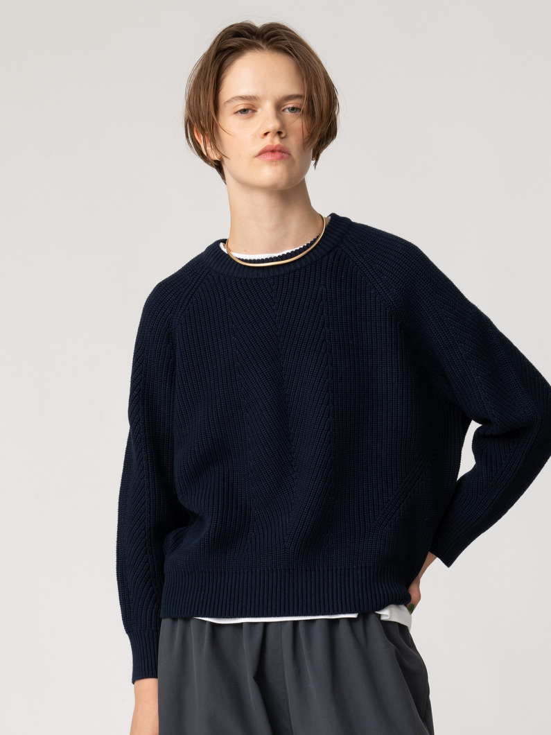 チェルシー コットン ニット プルオーバー（ホワイト/クリーム/ネイビー） 詳細画像 navy 1