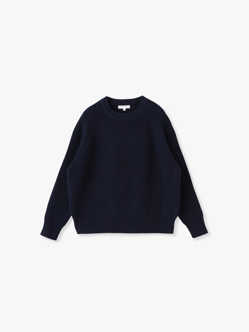 チェルシー コットン ニット プルオーバー（ホワイト/クリーム/ネイビー） 詳細画像 navy 3