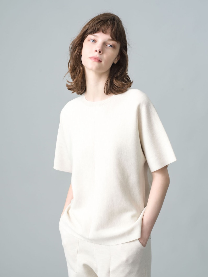 Light Wool Milano Half Sleeve Knit Pullover 詳細画像 off white 1