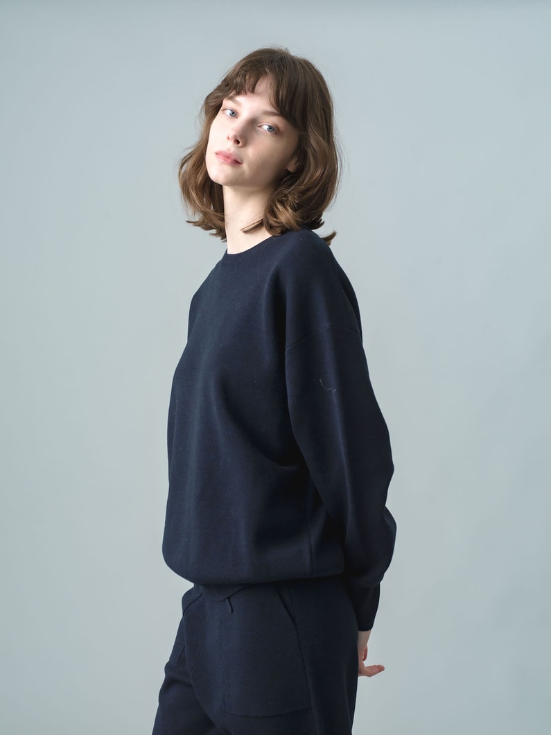 Light Wool Milano Long Sleeve Knit Pullover 詳細画像 navy 1