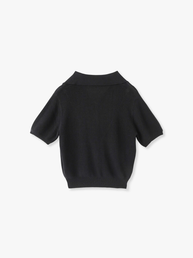 アレクサ ピマコットン ニットポロ トップ（ホワイト/ブラック） 詳細画像 off white 1