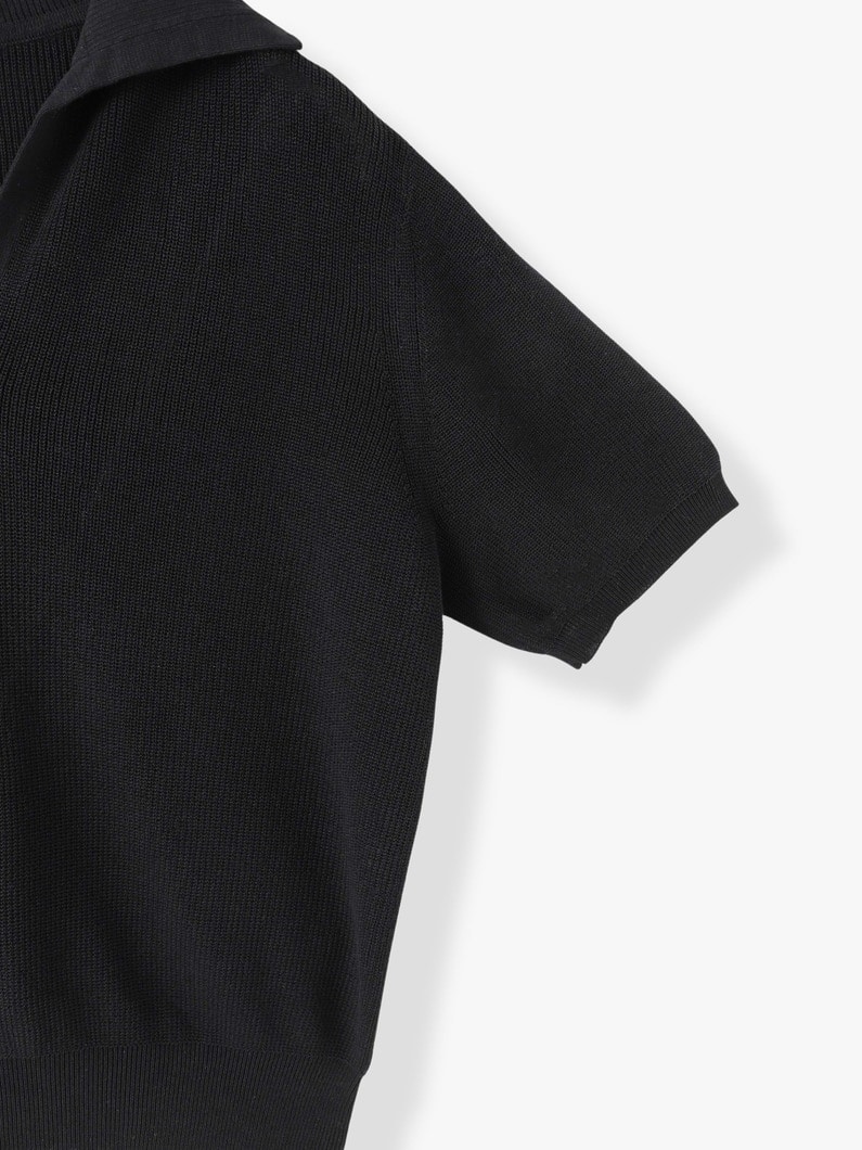 アレクサ ピマコットン ニットポロ トップ（ホワイト/ブラック） 詳細画像 off white 2