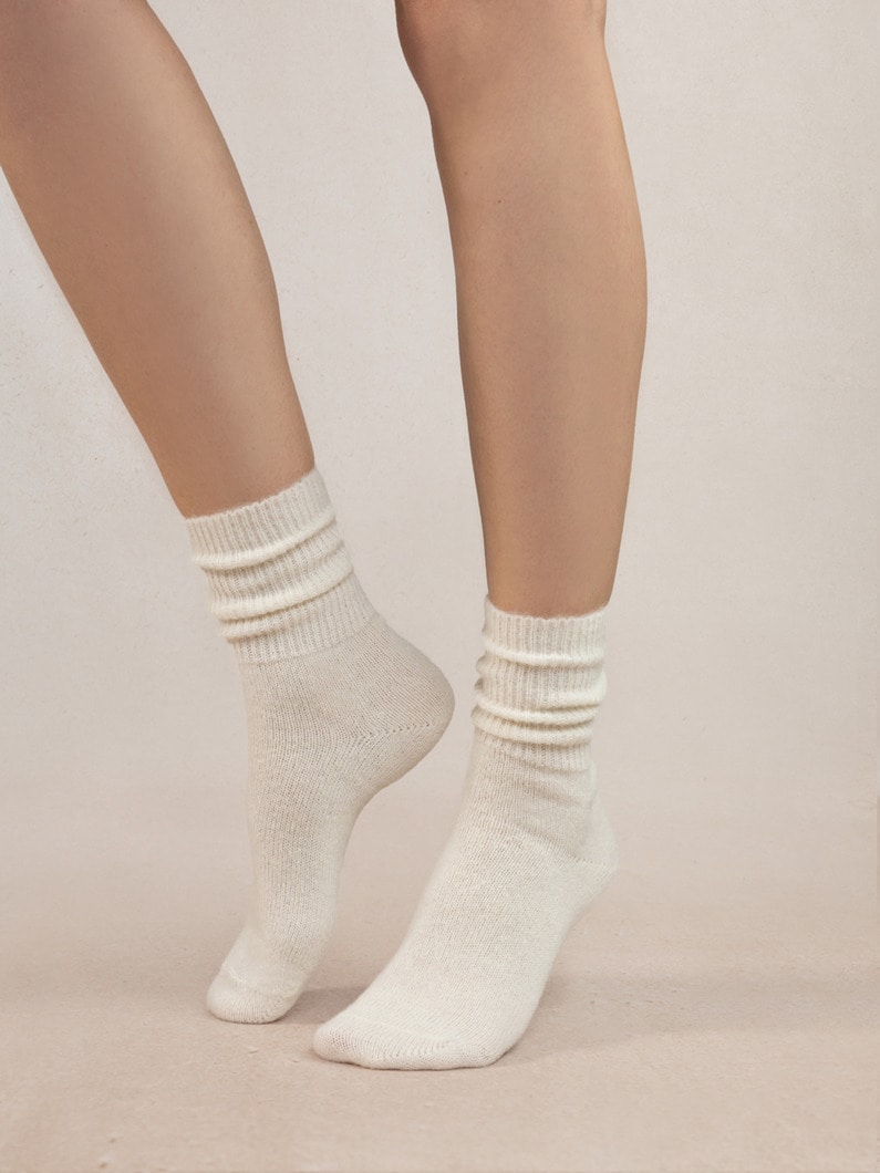 アルパカ ウール ソックス 詳細画像 ivory