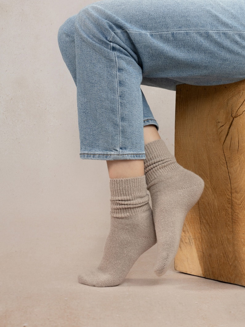 アルパカ ウール ソックス 詳細画像 beige 1
