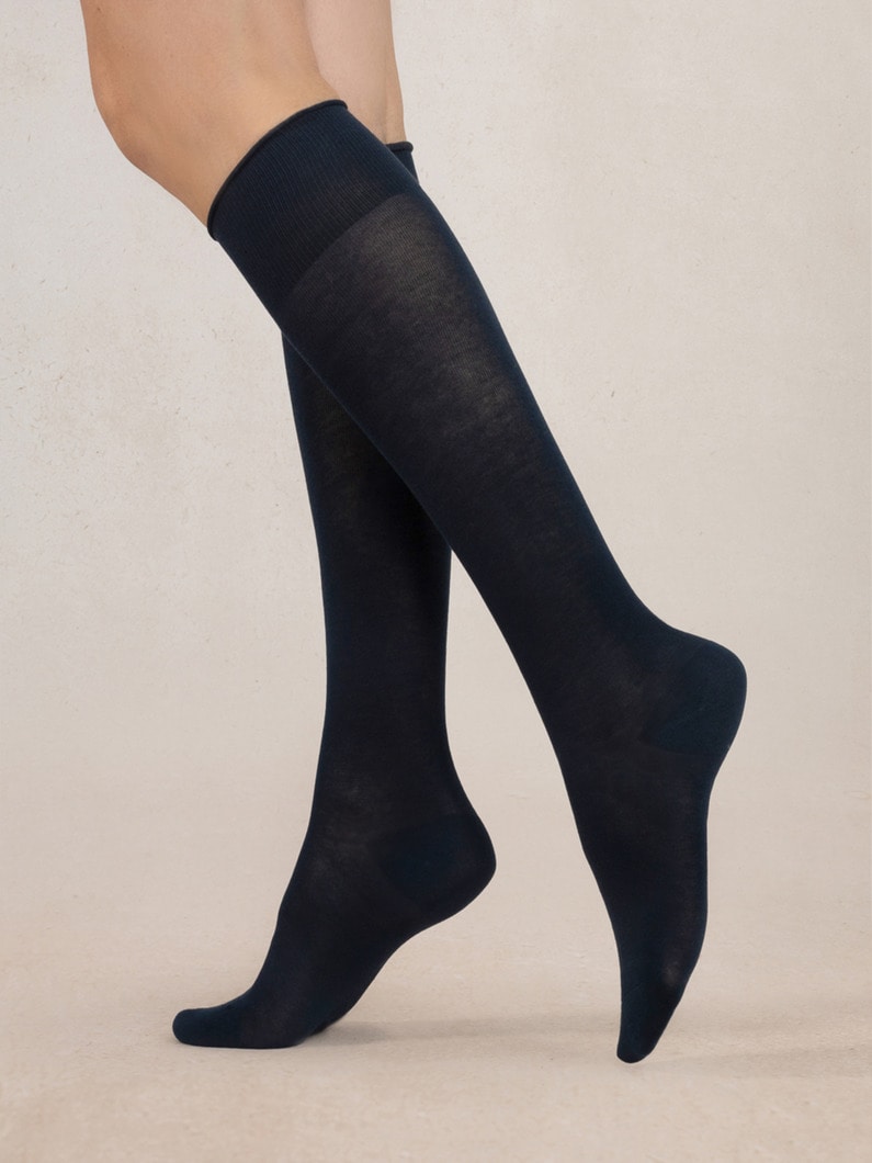 ベルベット コットン ニーハイソックス 詳細画像 indigo 1