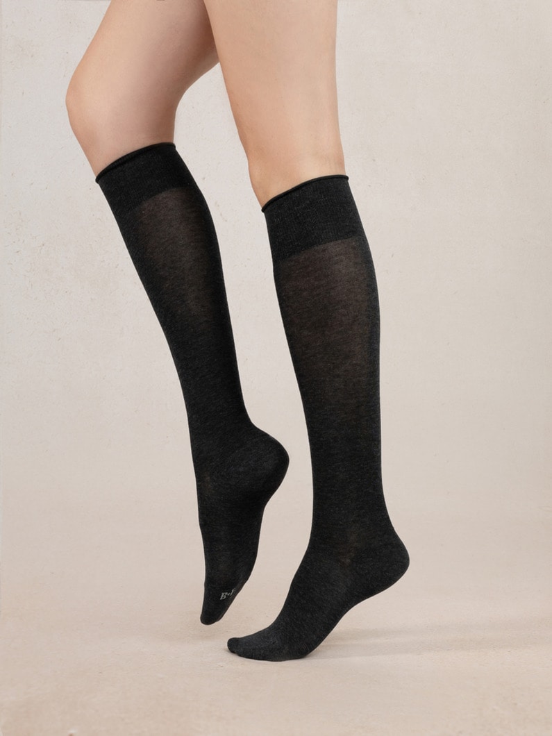 ベルベット コットン ニーハイソックス 詳細画像 dark gray