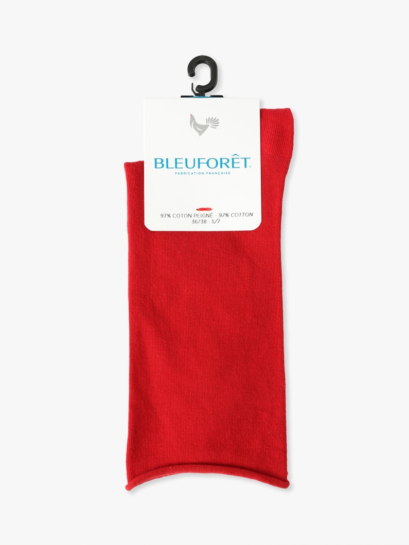 Roll Top Pure Cotton Socks 詳細画像 red