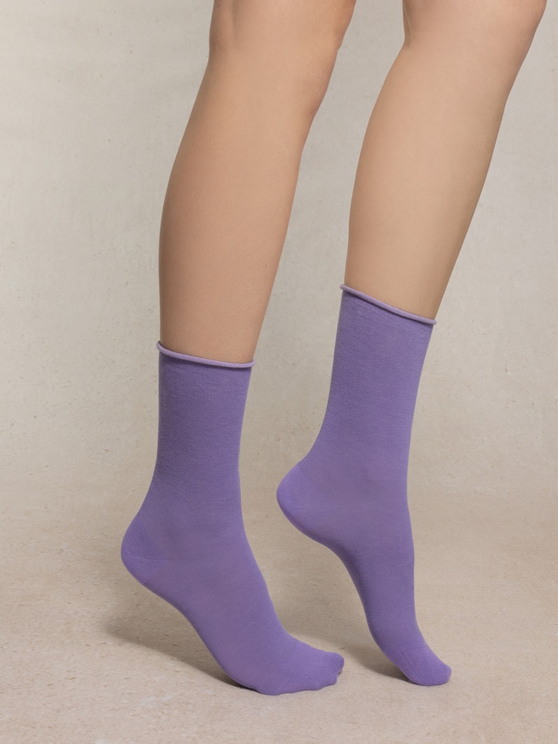 ロールトップ ピュアコットン ソックス 詳細画像 light purple