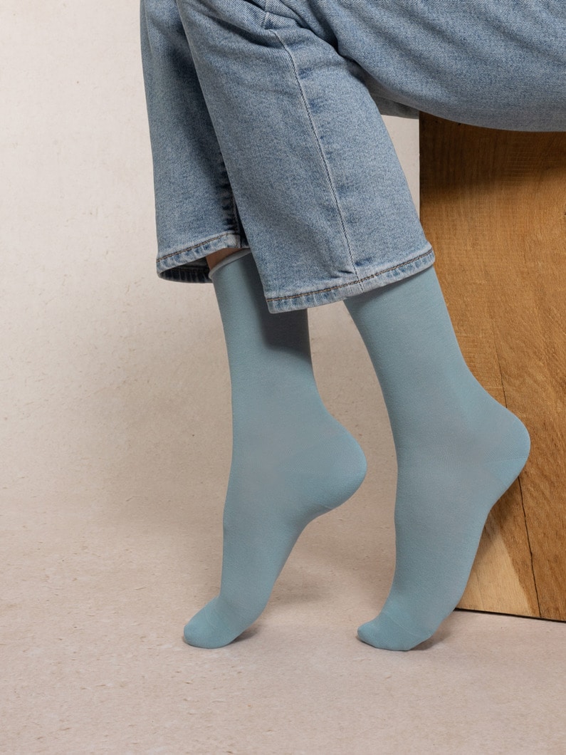 ロールトップ ピュアコットン ソックス 詳細画像 aging blue