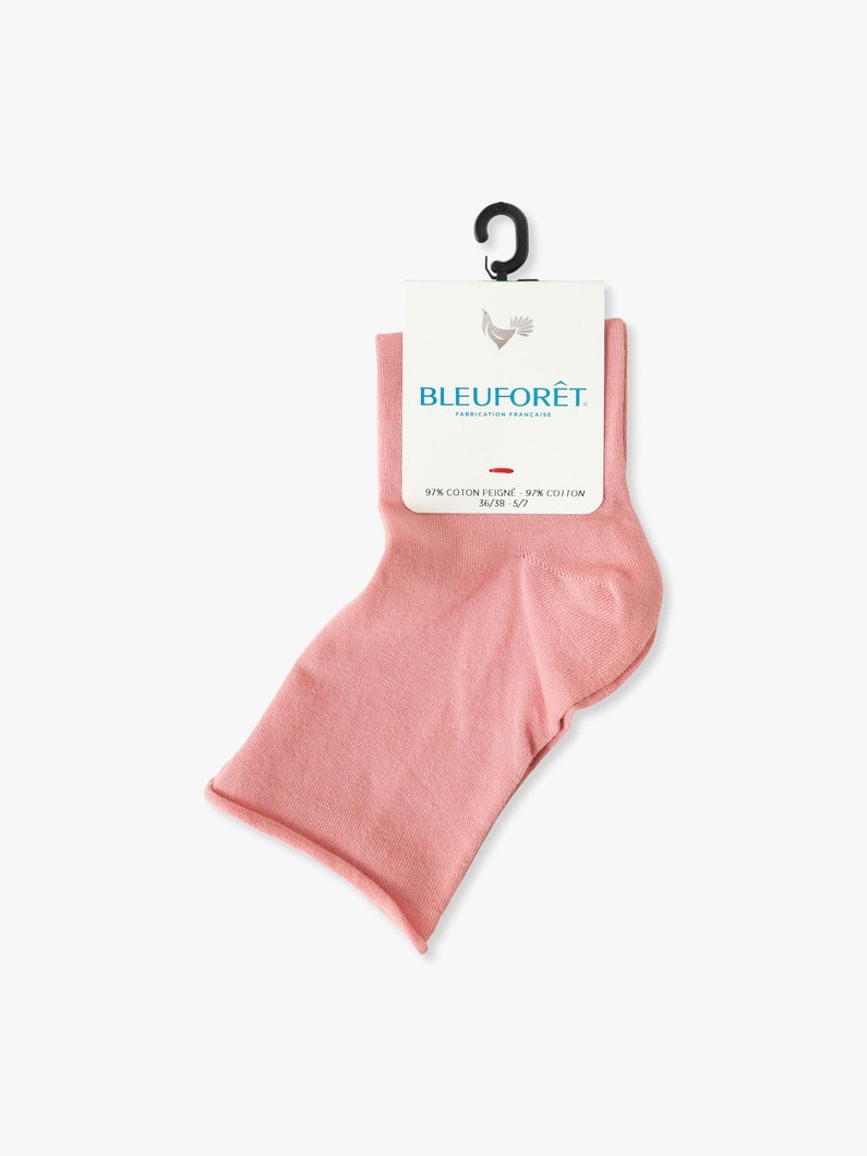 ソリッドベルベットコットン アンクルソックス 詳細画像 pink