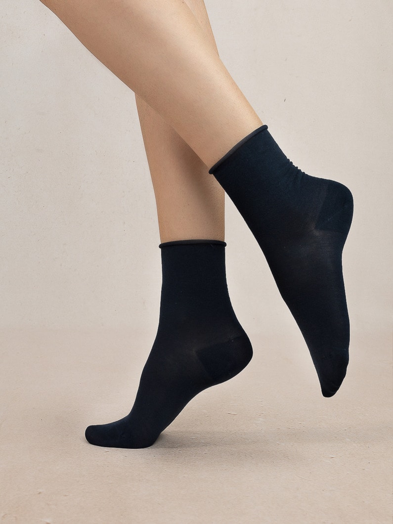 ソリッドベルベットコットン アンクルソックス 詳細画像 navy