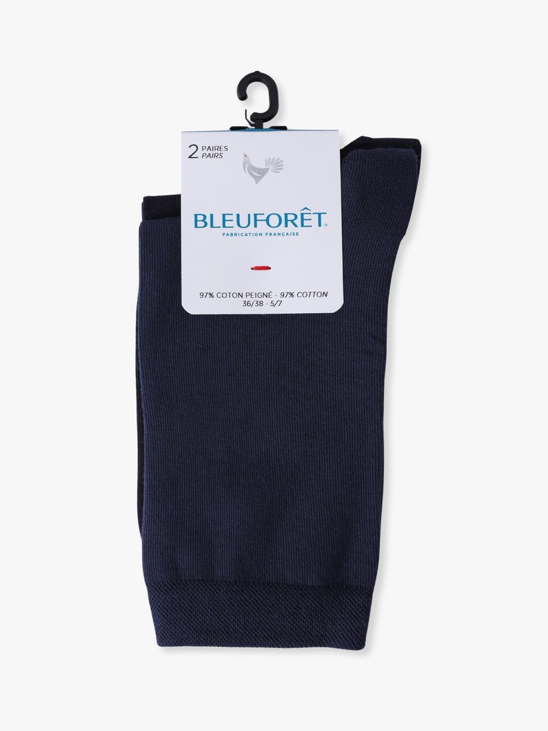 ソリッド97%コットン ツーペアソックス 詳細画像 blue 2