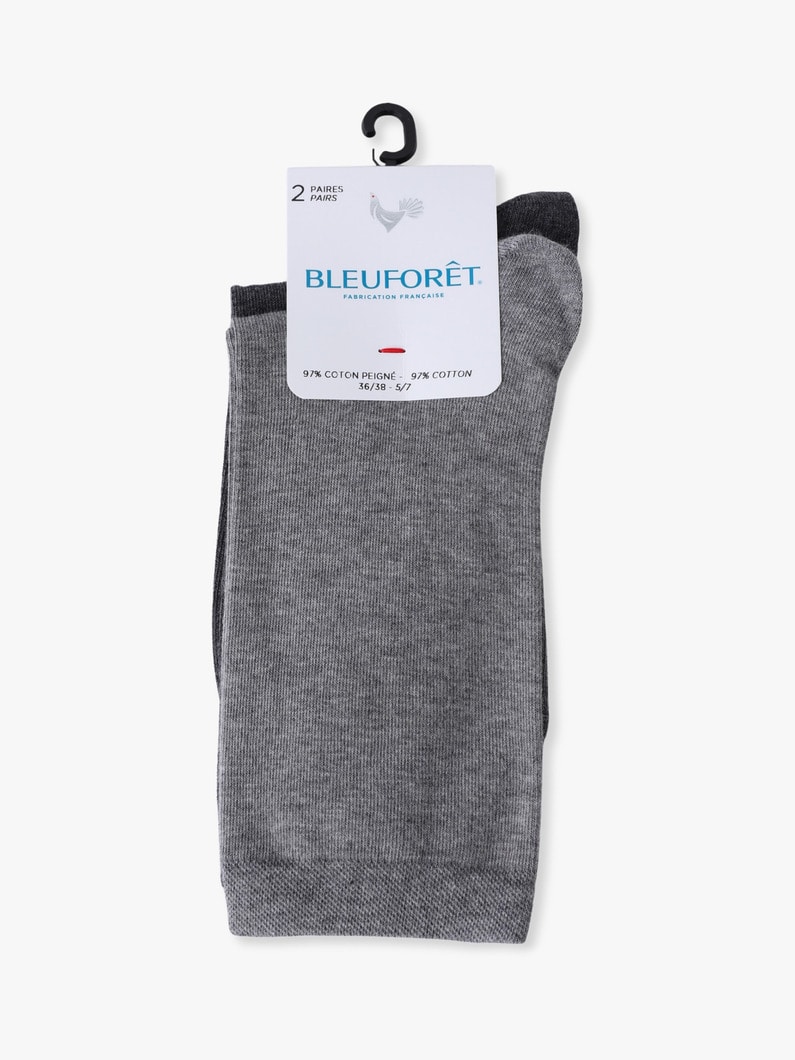 ソリッド97%コットン ツーペアソックス 詳細画像 gray 1