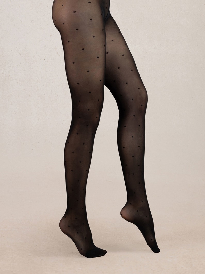 ポルカドット 30デニール パンティストッキング 詳細画像 black 1