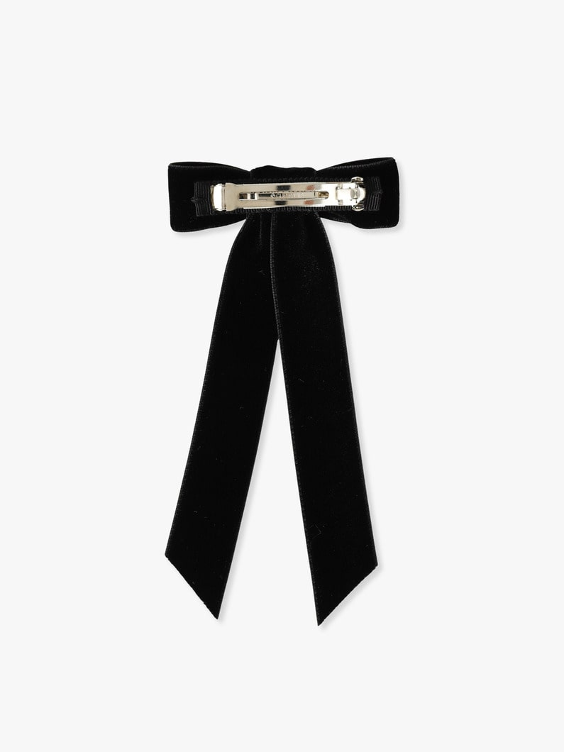 Velvet Bow Barrette 詳細画像 black 1