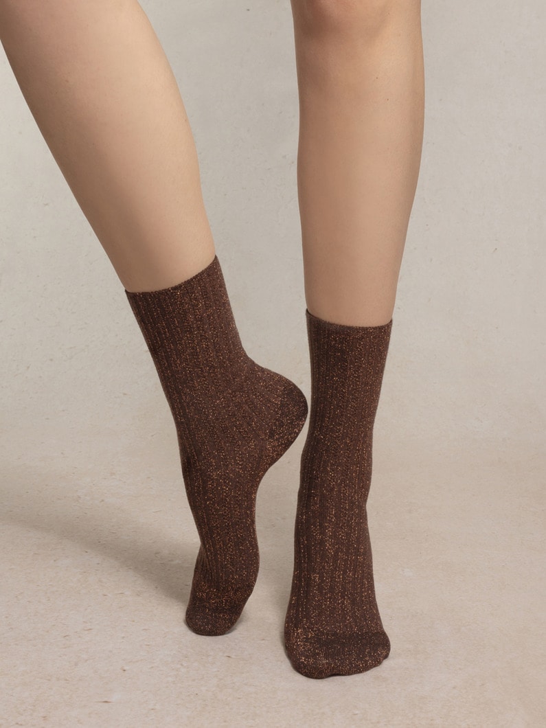 グリッター リブソックス 詳細画像 brown