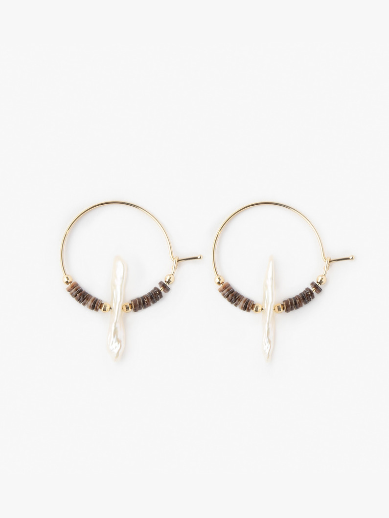 14kt.Hoop Pierced Earrings With Olive&Pearl 詳細画像 other 1