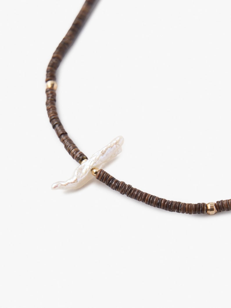 14kt Necklace With Olive Seed Shell And Pearl (Long) 詳細画像 other 3