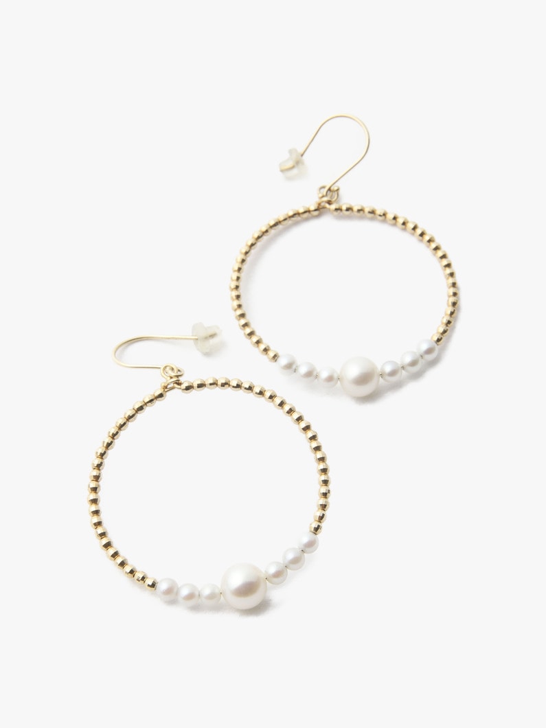 14K White Akoya Pearl＆Beads Hoop Pierced Earrings 詳細画像 other 2
