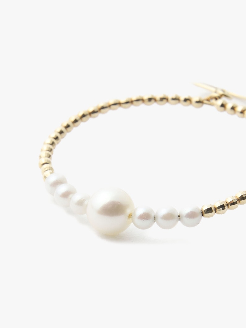 14K White Akoya Pearl＆Beads Hoop Pierced Earrings 詳細画像 other 3