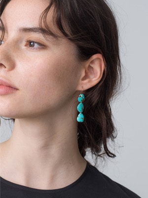 14kt Pierced Earrings Triple Turquoise&Diamond  詳細画像 other