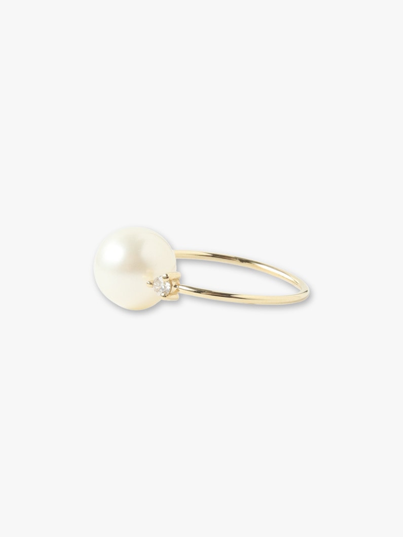 14K Yellow Gold Open Diamond and Freshwater Pearl Ring 詳細画像 other 2