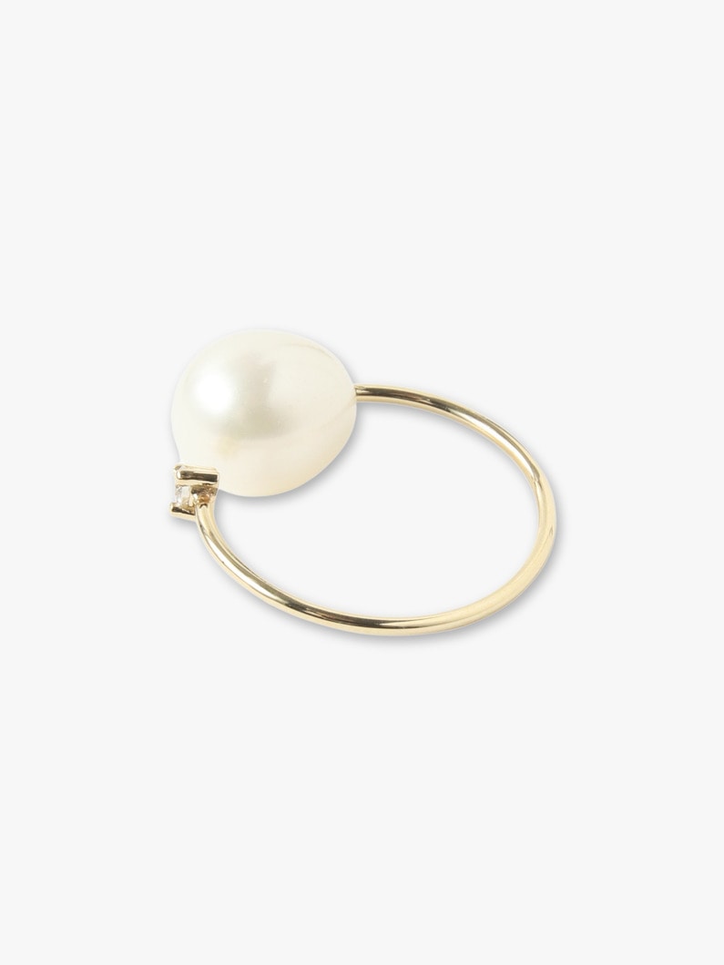 14K Yellow Gold Open Diamond and Freshwater Pearl Ring 詳細画像 other 3