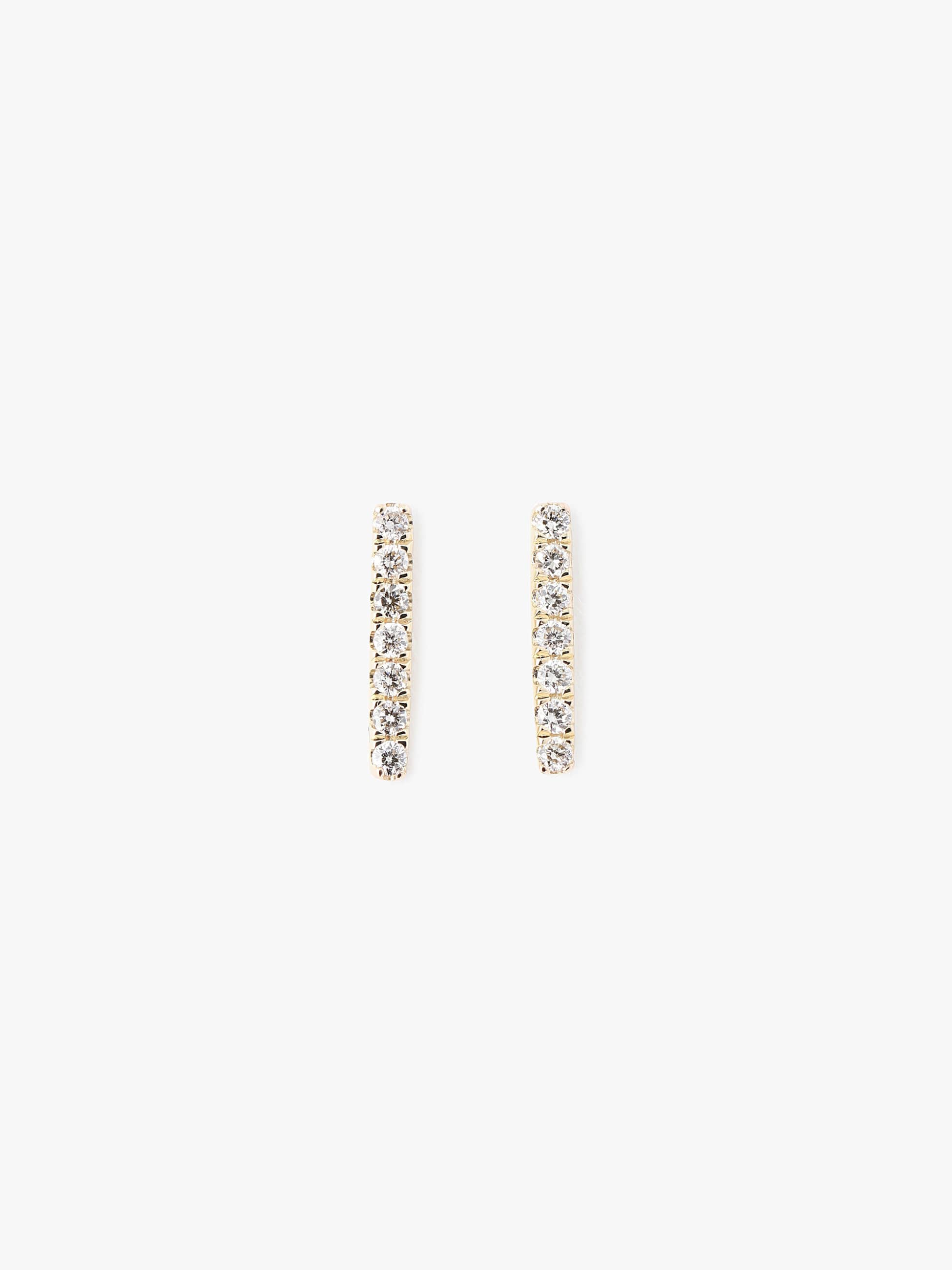 14kt Petite Bar Stud with White Diamond Pierced Earrings