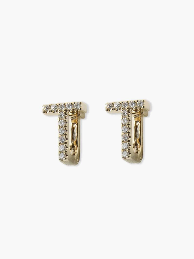 14K White Diamond Bar Clip Earrings 詳細画像 yellow gold 2