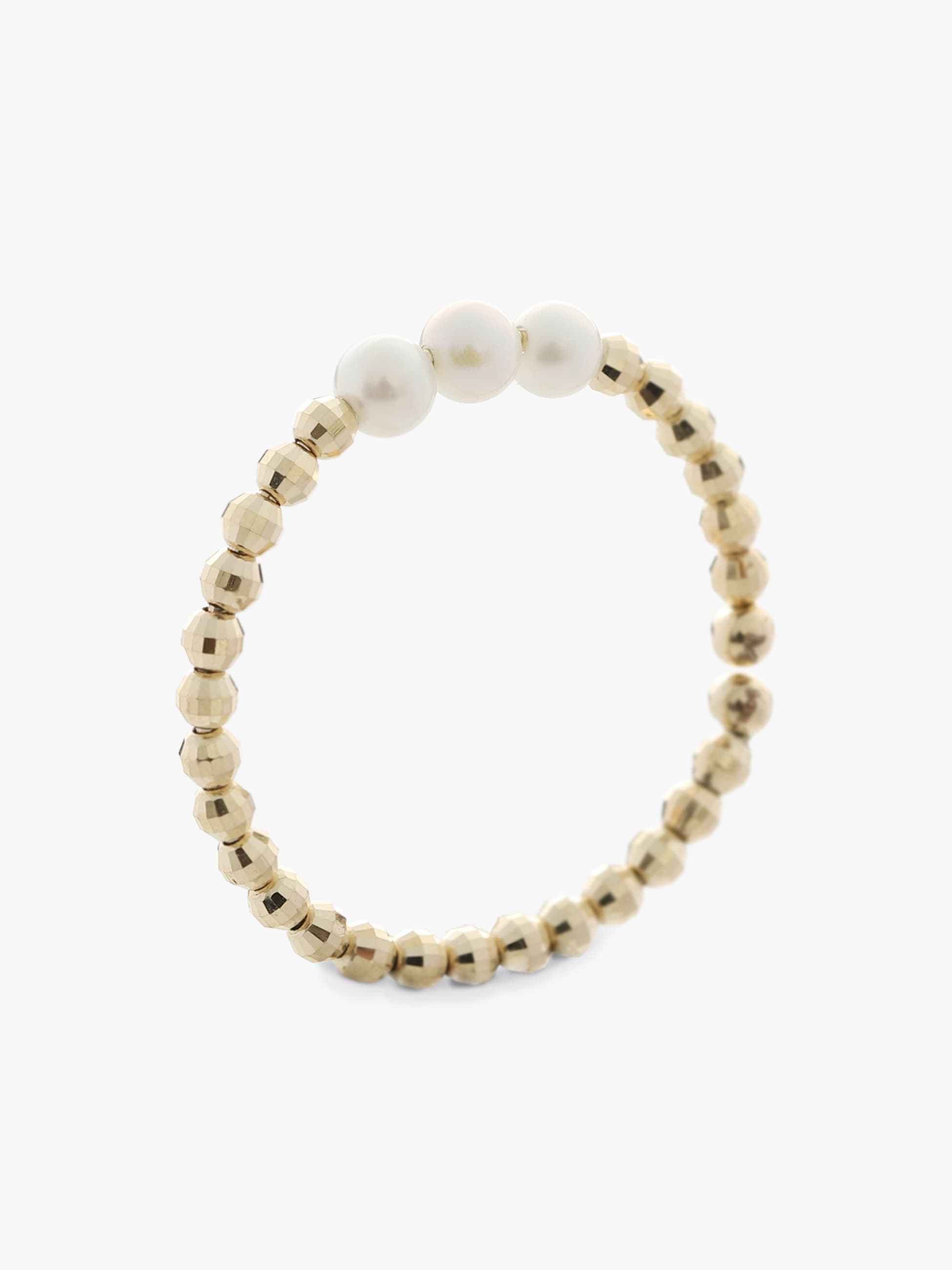 14K Gold Beads and Pearl Single Hoop Ear Cuff