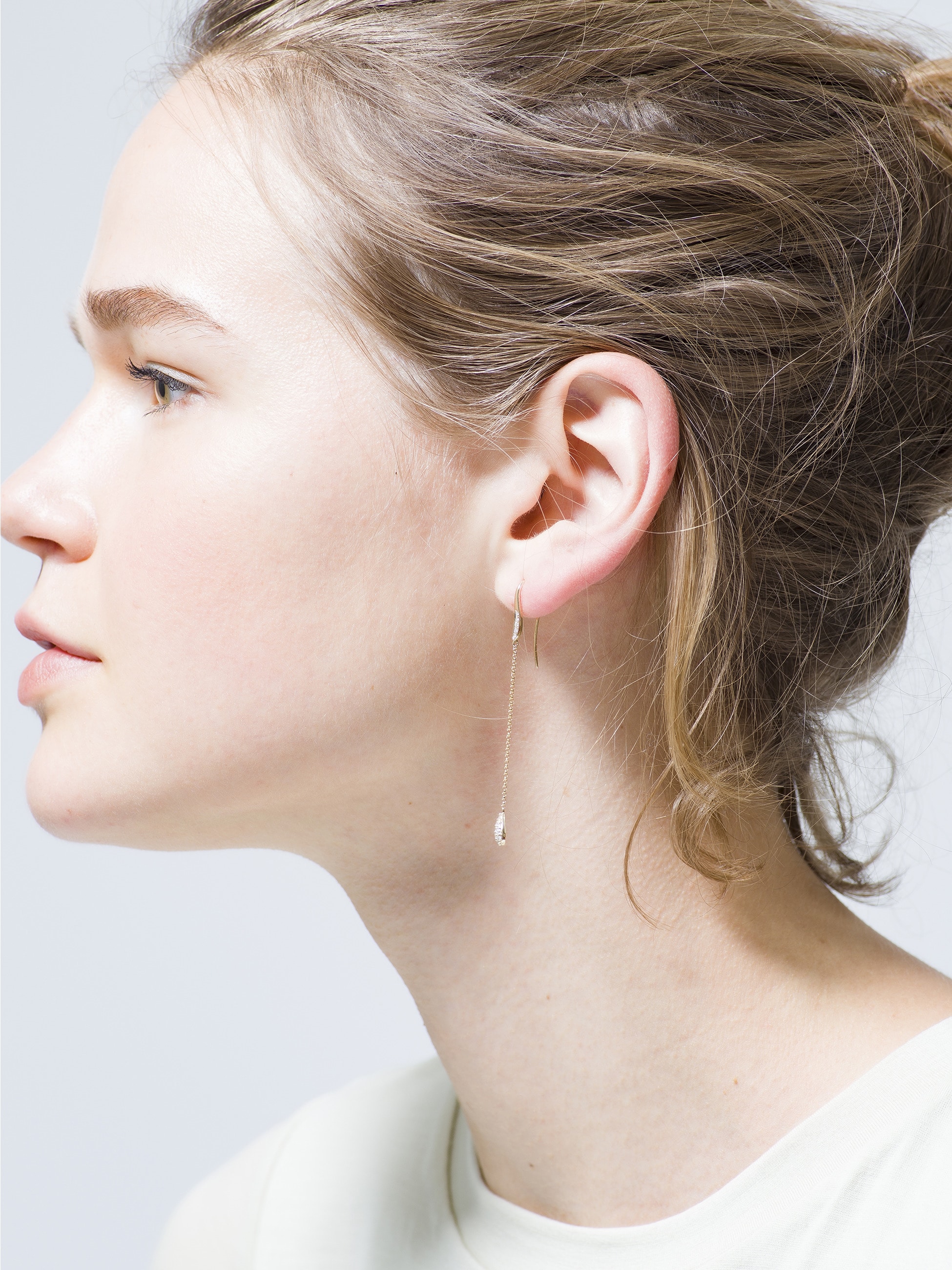 Dangling Joy White Diamond Pierced Earrings