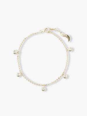 14kt Dangling Dome with White Diamond  Bracelet 詳細画像 yellow gold