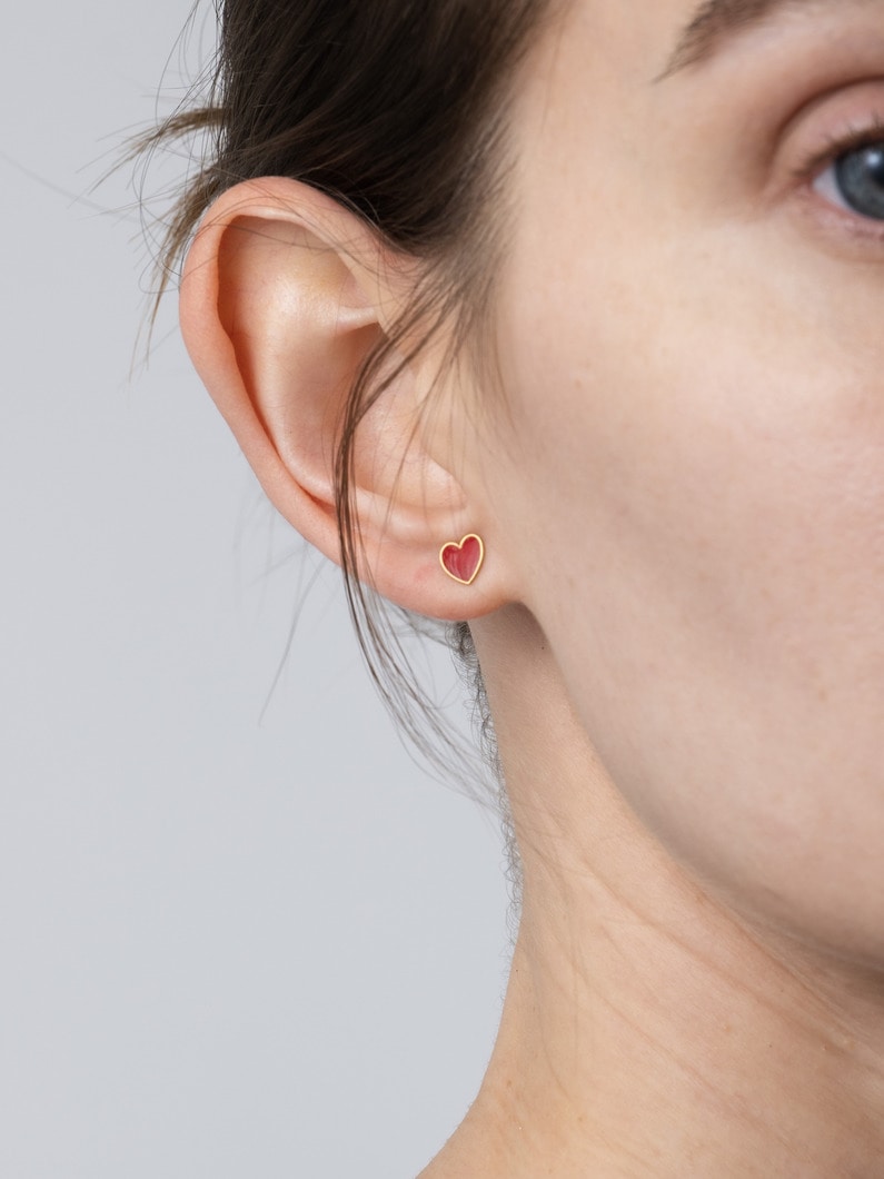 レッドエナメルハート ピアス 詳細画像 gold 2
