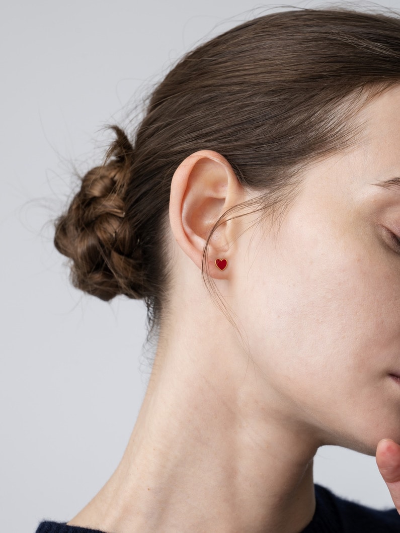 レッドエナメルハート ピアス 詳細画像 gold 3