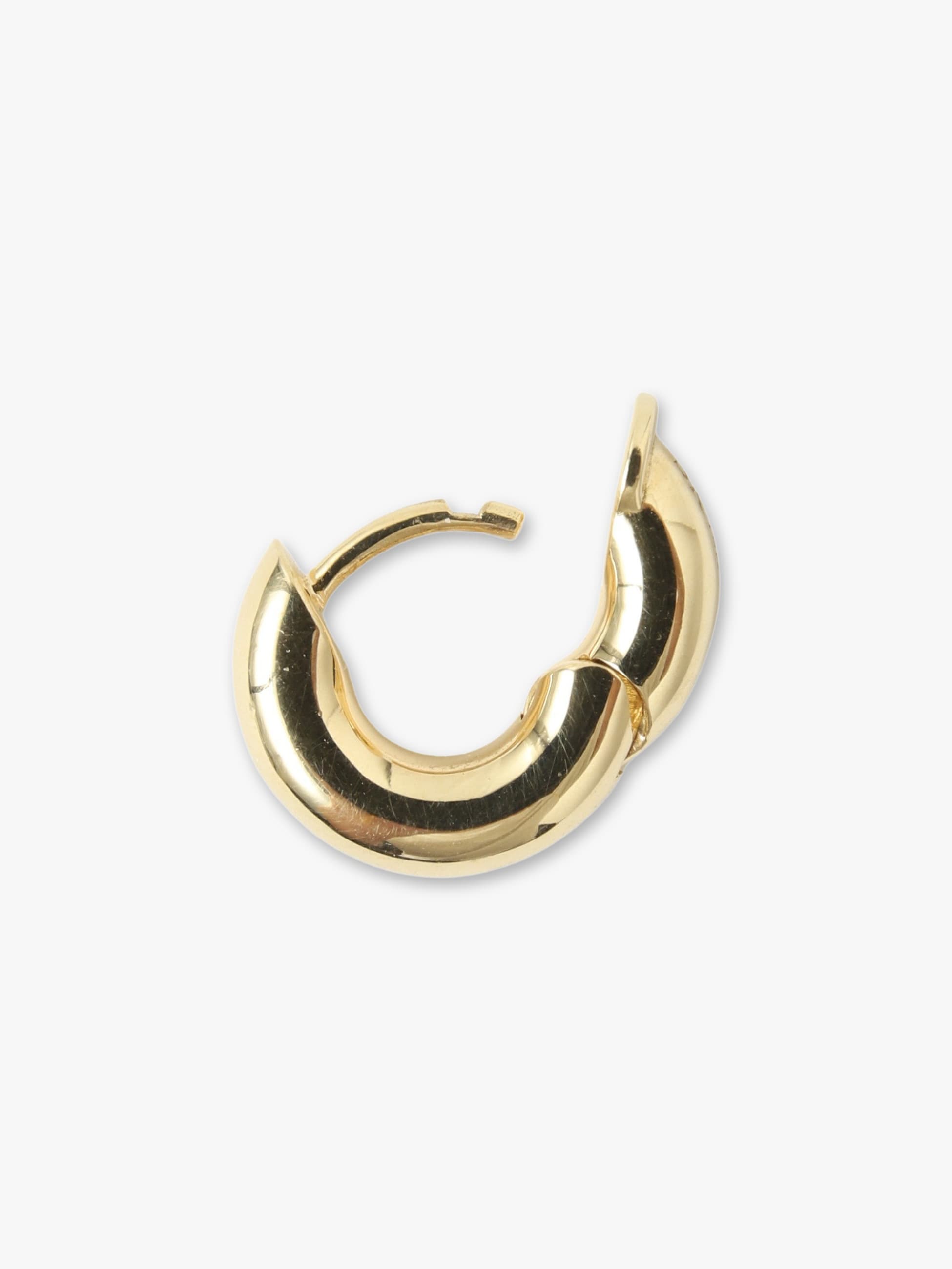 18K Yellow Gold Mini Macro Hoop Silver Single Pierced Earring