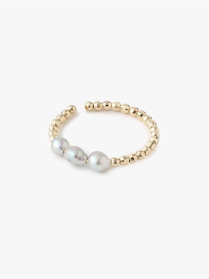 14kt Gold Beads Akoya Gray Pearl Single Ear Cuff 詳細画像 other