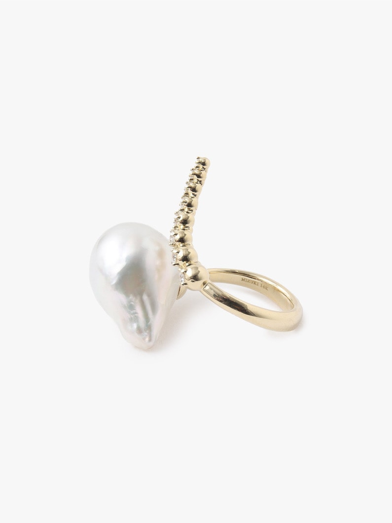 Open Multi Diamond and Baroque White Pearl Ring 詳細画像 other 2