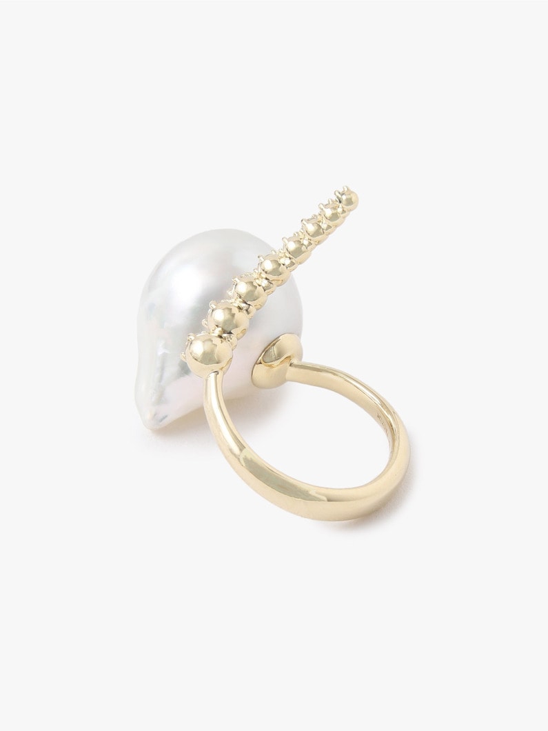 Open Multi Diamond and Baroque White Pearl Ring 詳細画像 other 3