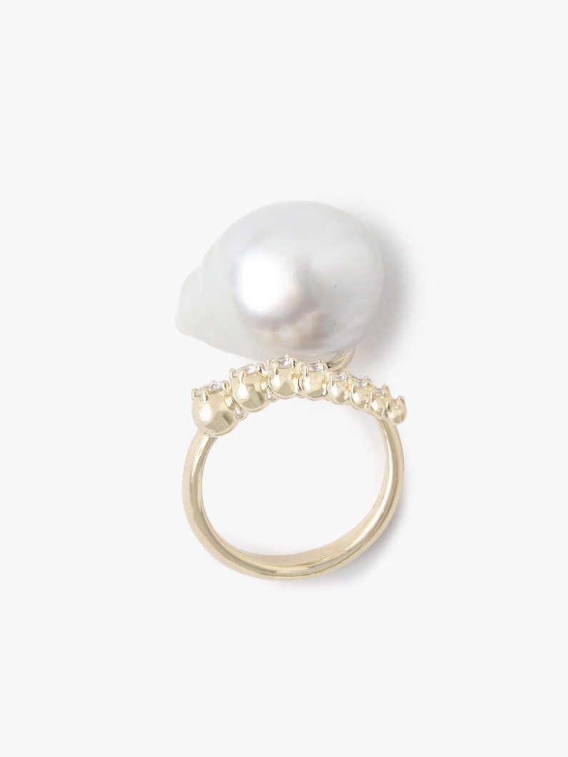 Open Multi Diamond and Baroque White Pearl Ring 詳細画像 other 4