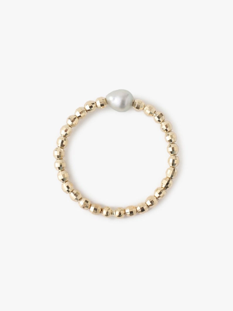 14kt Yellow Gold Cut Beads Akoya Gray Pearl Ring 詳細画像 other 3