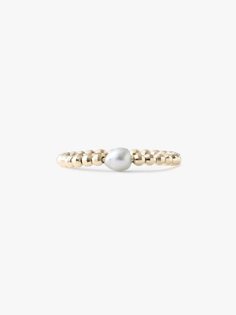 14kt Yellow Gold Cut Beads Akoya Gray Pearl Ring 詳細画像 other 4