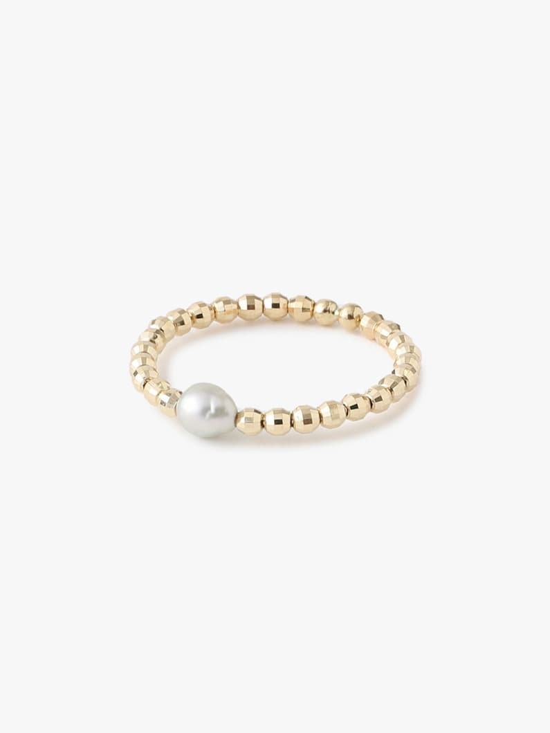 14kt Yellow Gold Cut Beads Akoya Gray Pearl Ring 詳細画像 other 1