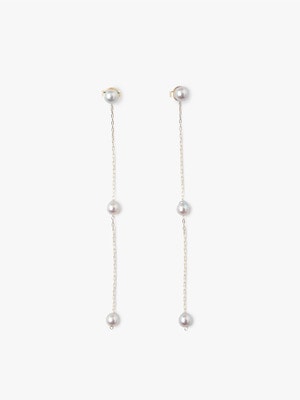 14kt Akoya Gray Pearl Chain Drop Pierced Earrings 詳細画像 other